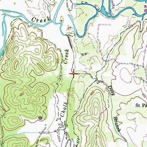 Topographic Map of Davy Branch, TN