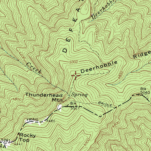 Topographic Map of Deerhobble Ridge, TN