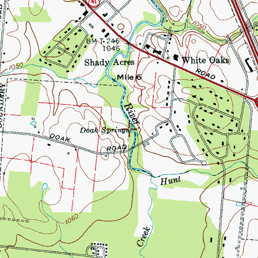 Topographic Map of Doak Springs, TN