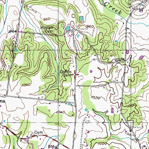 Topographic Map of Dobbs Cemetery, TN