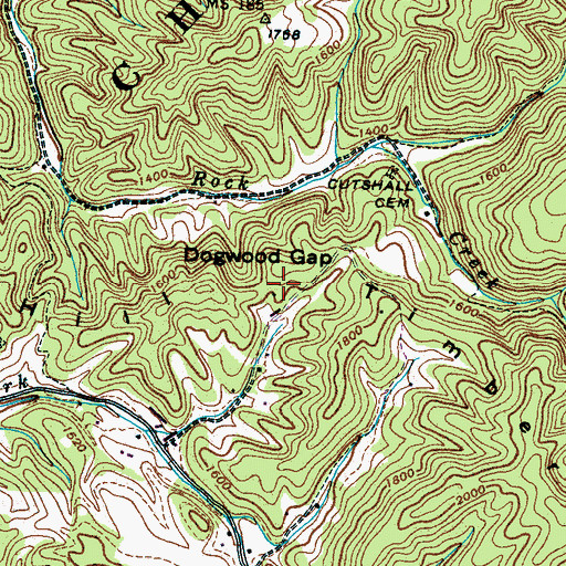 Topographic Map of Dogwood Gap, TN
