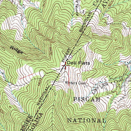 Topographic Map of Doll Flats, TN