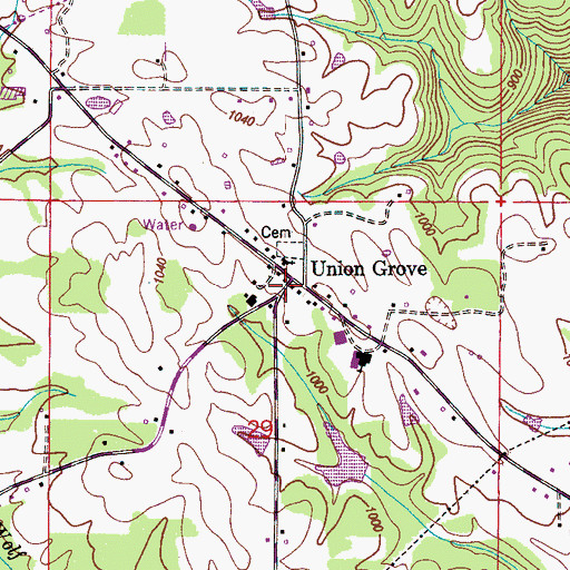 Topographic Map of Union Grove, AL