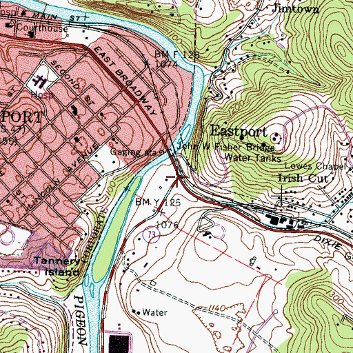 Topographic Map of Eastport, TN