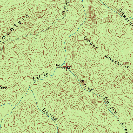 Topographic Map of Edens Garden Creek, TN
