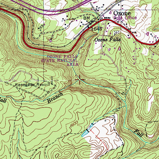 Topographic Map of Fall Branch, TN