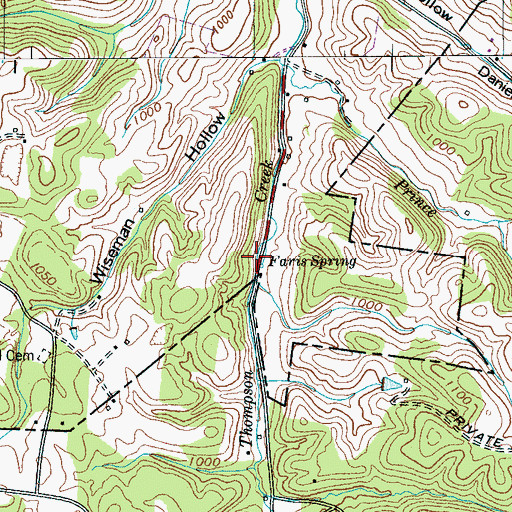 Topographic Map of Faris Spring, TN