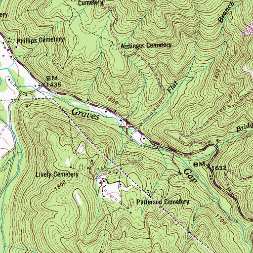 Topographic Map of Flat Branch, TN