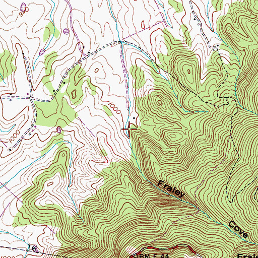 Topographic Map of Fraley Cove, TN