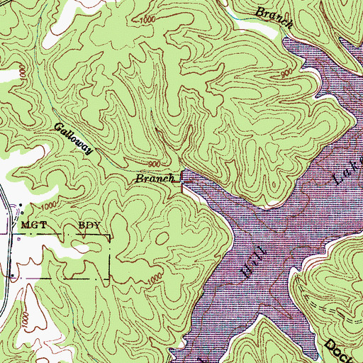Topographic Map of Galloway Branch, TN
