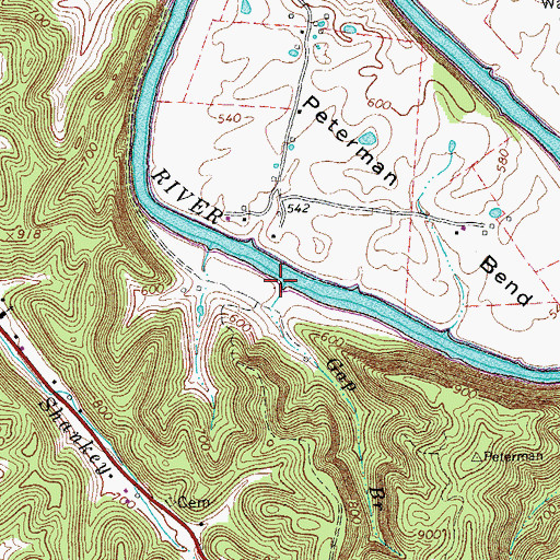 Topographic Map of Gap Branch, TN