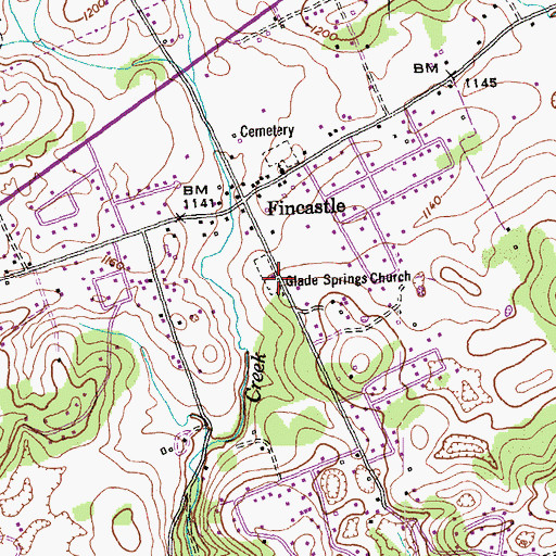 Topographic Map of Glade Springs Baptist Church, TN