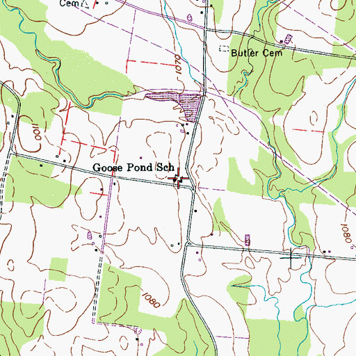 Topographic Map of Goose Pond School, TN