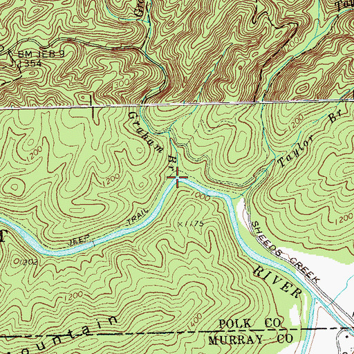 Topographic Map of Graham Branch, TN