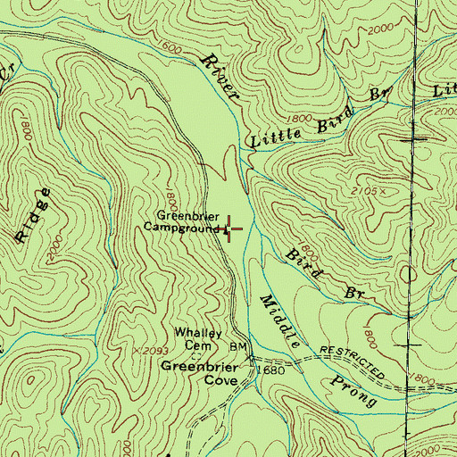 Topographic Map of Greenbrier Campground, TN