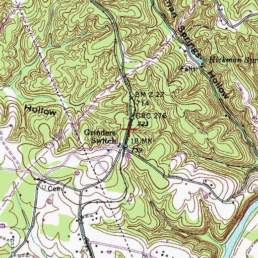 Topographic Map of Grinders Switch, TN