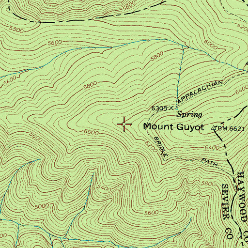 Topographic Map of Guyot Spur, TN
