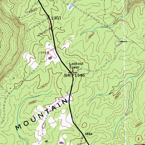Topographic Map of Harrison Ferry Mountain, TN