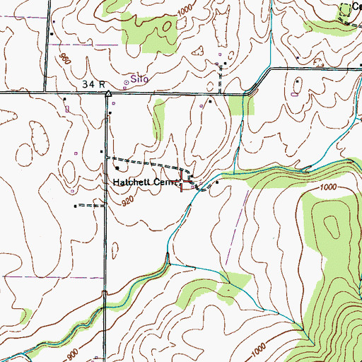 Topographic Map of Hatchett Cemetery, TN