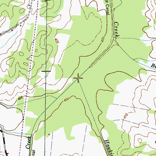 Topographic Map of Hawkins Creek, TN