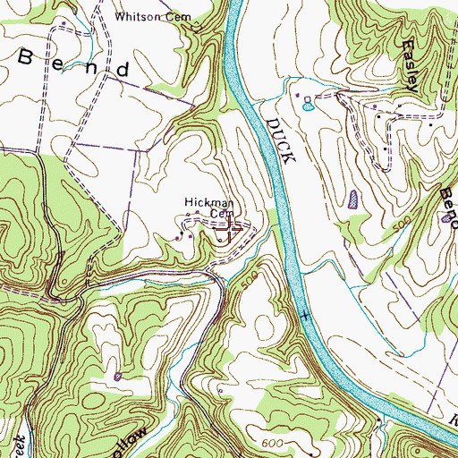 Topographic Map of Hickman Cemetery, TN