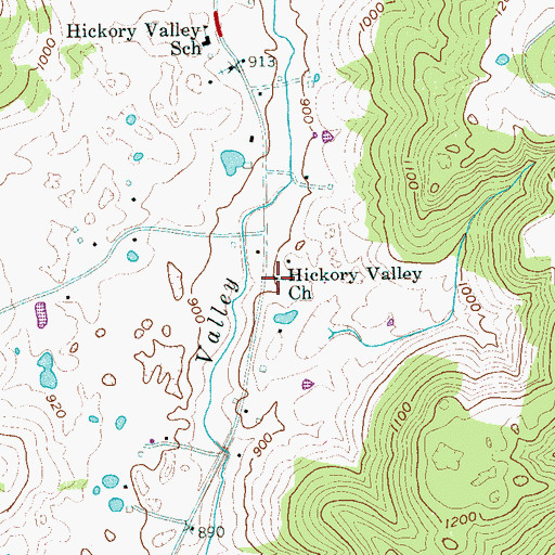 Topographic Map of Hickory Valley Church, TN