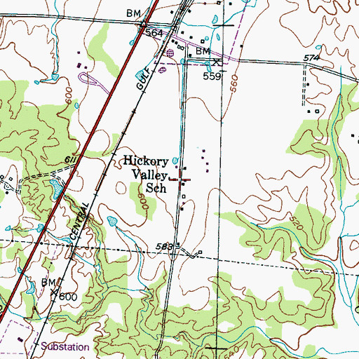 Topographic Map of Hickory Valley School, TN