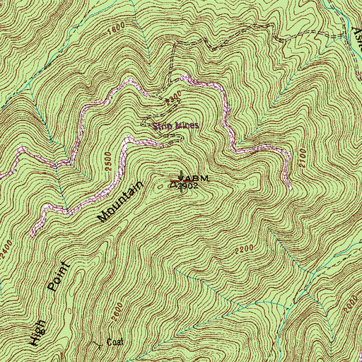 Topographic Map of High Point Mountain, TN