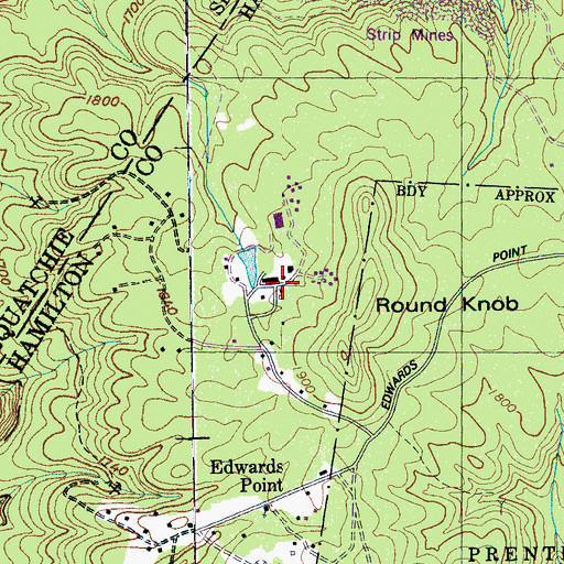 Topographic Map of Hillandale Center, TN