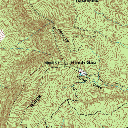 Topographic Map of Hinch Cemetery, TN