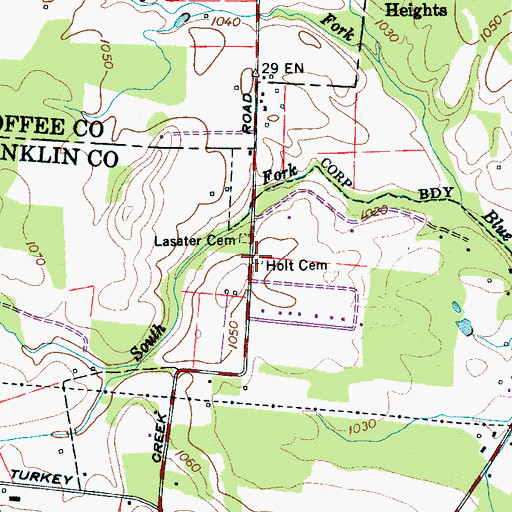 Topographic Map of Holt Cemetery, TN