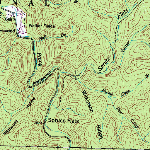 Topographic Map of Honey Cove Branch, TN