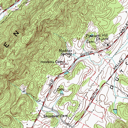 Topographic Map of Hoskins Cemetery, TN
