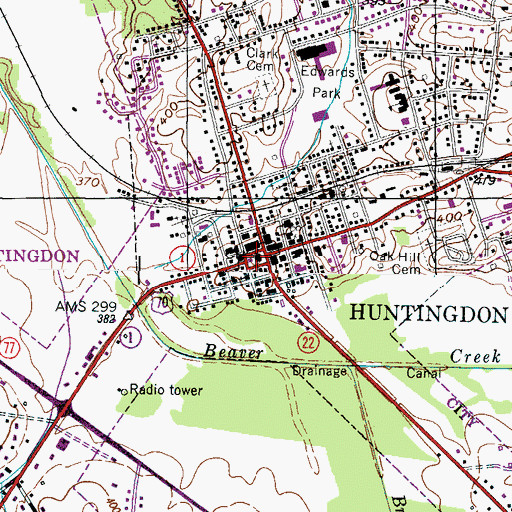 Topographic Map of Huntingdon, TN