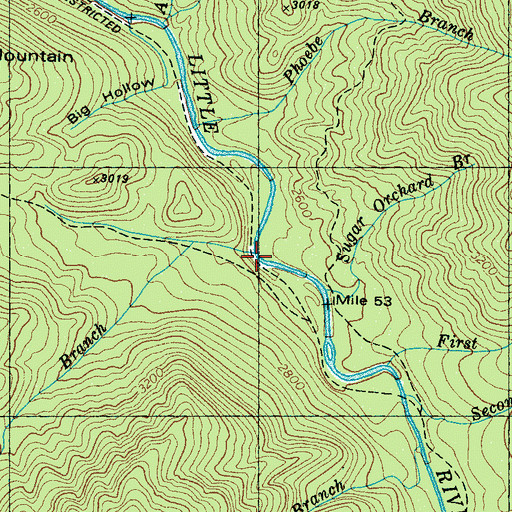 Topographic Map of Huskey Branch, TN