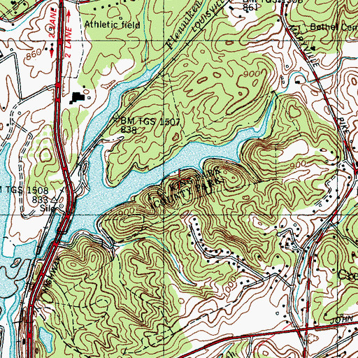 Topographic Map of I.C. King Park, TN