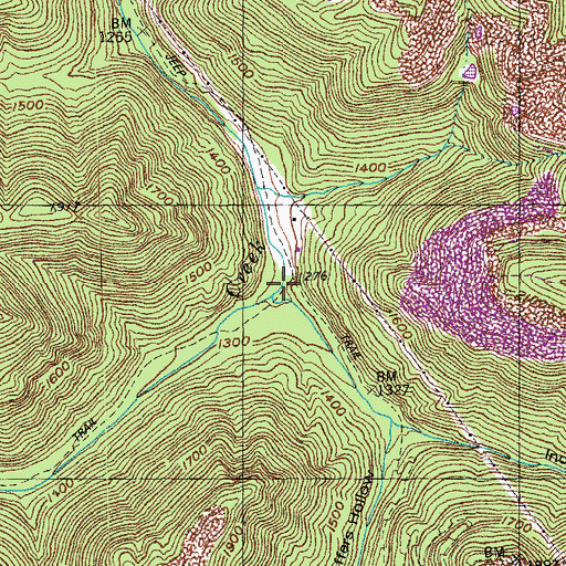 Topographic Map of Incline Hollow, TN