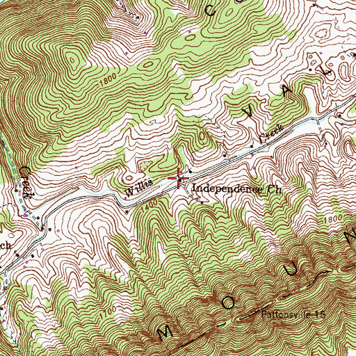 Topographic Map of Independence Church, TN