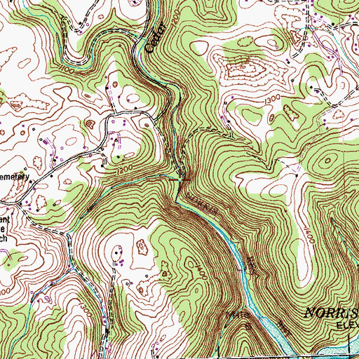 Topographic Map of Ivey Hollow, TN