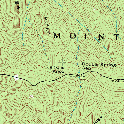Topographic Map of Jenkins Ridge, TN
