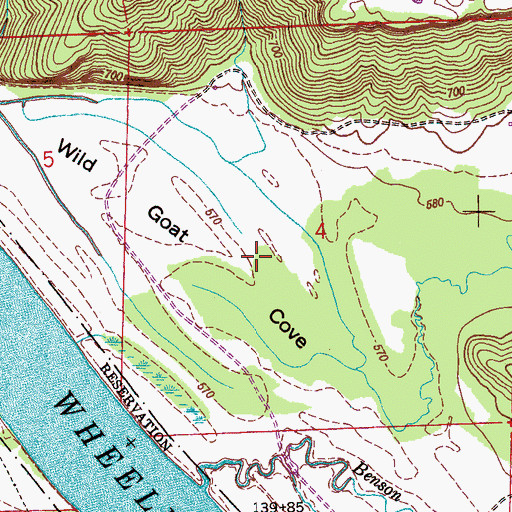 Topographic Map of Wild Goat Cove, AL