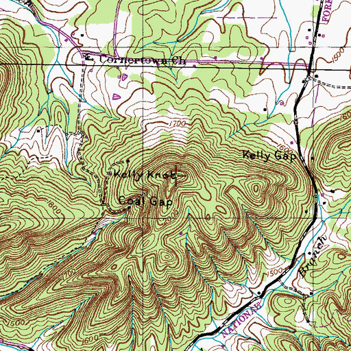 Topographic Map of Kelly Knob, TN