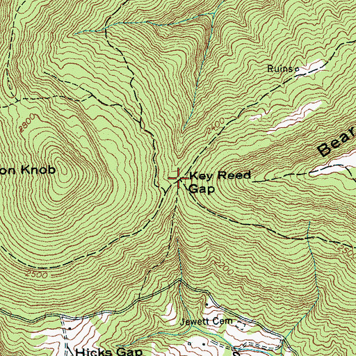 Topographic Map of Key Reed Gap, TN