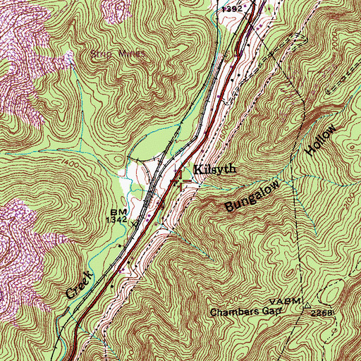 Topographic Map of Kilsyth, TN