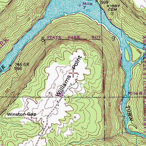 Topographic Map of Williams Point, AL