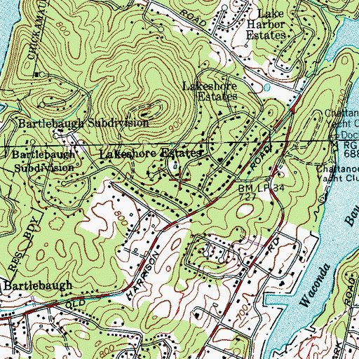 Topographic Map of Lakeshore Estates, TN