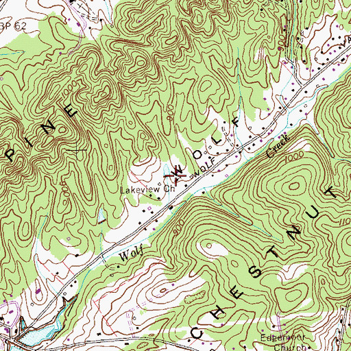 Topographic Map of Lakeview Baptist Church, TN