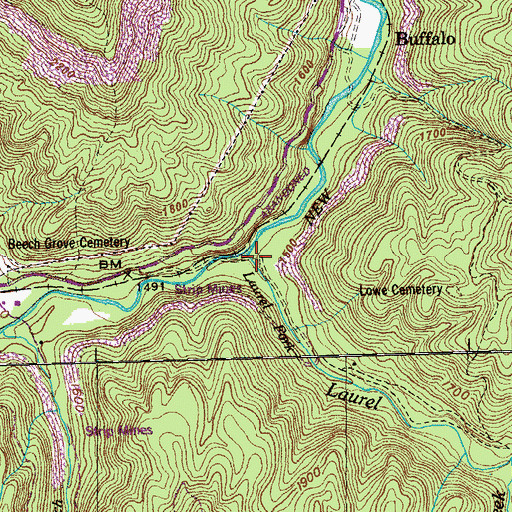 Topographic Map of Laurel Fork, TN