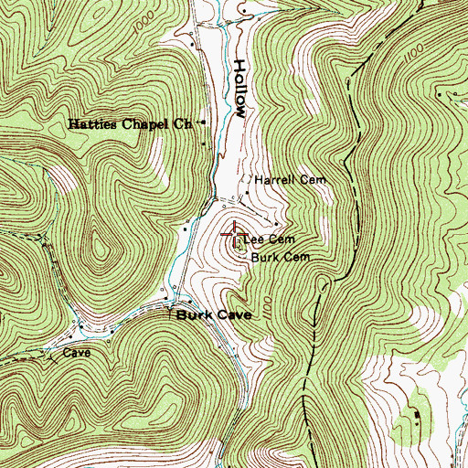 Topographic Map of Lee Cemetery, TN