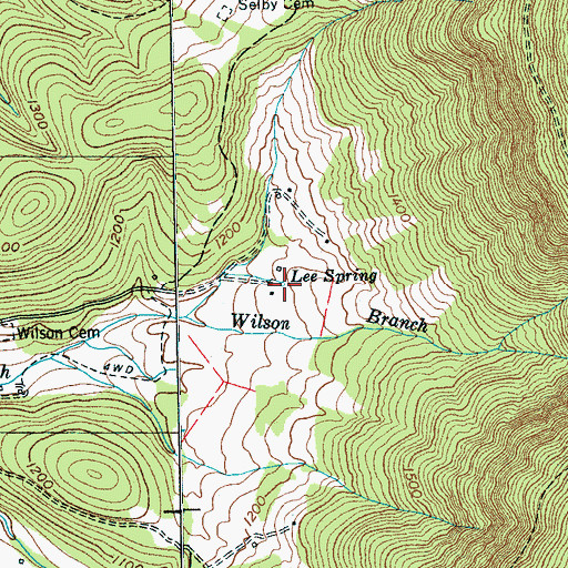 Topographic Map of Lee Spring, TN